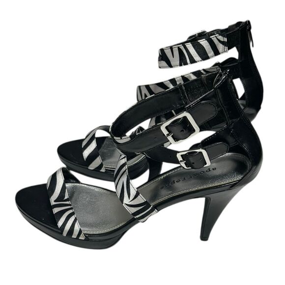 Apostrophe Black and White Zebra Print Strappy Heels Size 9.5 - Picture 5 of 13